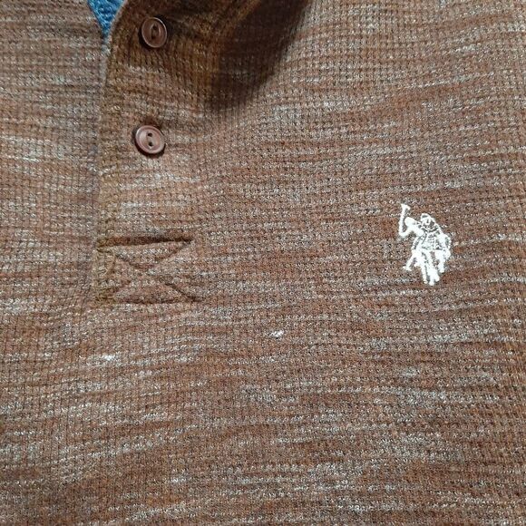 U.S. Polo Assn Sweatshirt Ribbed Brown Quarter button down Men XXL - Picture 6 of 14